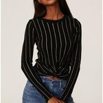 RTR Victor Glemaud Black White Striped Knotted Twist Front Crewneck Sweater Sz L Size L Photo 0