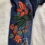 ZARA Trafaluc Size 2 Skinny Jeans Multicolor Boho Floral Embroidered Distressed Photo 6