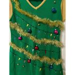 Tis the Season Holiday Sweater/Dress, adorned with holiday cheer, Size XL Green Photo 1