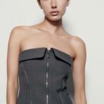 ZARA  gray bustier with three silver zippers Photo 0
