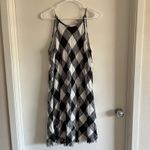 Anthropologie  Cloth & Stone Black White Gingham Buffalo Check Fringed Dress 14P Photo 2