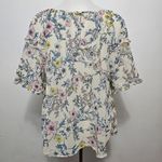 Signature Studio  Beige Floral Ruffled Babydoll Blouse Size Large Photo 4