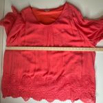 Avenue  Crochet Lace‎ Bell Sleeve Tunic Top Size 30/32 Coral Peasant Boho Cottage Photo 9
