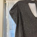 SheIn Elegant Silver Shimmering Long Sleeve Dress the open detail in front M Photo 2