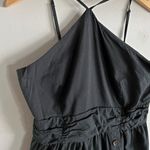 Banana Republic  Charcoal Halter Midi Dress Ruched Waist Lined Size 8 Photo 3