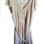 Blu Pepper  Belted Crochet Detail Midi Dress Cream Tan Beige Womens Size Medium Photo 0