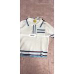 Daisy Med Stretch Knit Crop Top Ivory Short Sleeve Collar NEW I0187 Photo 2