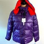 Kendall + Kylie coat puffer purple/orange removable hood L Photo 2