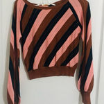 Foxiedox Brand New No Multi Metallic Striped Crop Sweater Size Medium For Women Photo 0