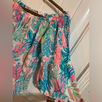 Lilly Pulitzer Lily Pulitzer Tropical Blue and Pink off the shoulder top Photo 2