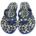 Coach Navy Blue Flip Flop Bow Embellished Sandals Size 5-6 Photo 0