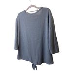 Gyft Blue Tie Front Waffle Knit 3/4th sleeve women's top Sz L Photo 5