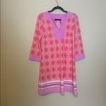 Cabana Life Fisher Island 3/4 Sleeve UPF 50+ Shift Dress Size Medium Pink Photo 2