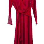 Laundry by Shelli Segal MIDI Asymmetrical Red Faux Wrap Dress 4 Petite Photo 3