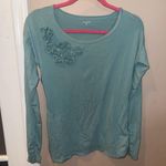 Garnet Hill  light greenish blue  Long Sleeve top shirt woman’s size Medium Photo 0
