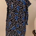 SALONI Silk Floral Ruffled Dress Off the Shoulder Size 8 Blue Photo 0