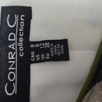 Conrad Collection Abstract Floral Satin Bomber Jacket 8 Green Yellow Zip Front Photo 5