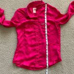 Hollister  100% Silk Button Down Shirt Hot Pink Business Casual Size Small EUC Photo 5