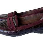 Aquatalia  By Marvin K Burgundy Red Croc Embossed Penny Loafer Size 7.5 Photo 0