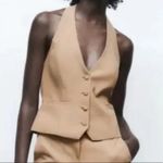 Jason Wu  Halter V Neck Button Up Sleeveless Vest Camel Tan XS Photo 1