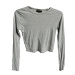 Topshop  Scalloped Hem Long Sleeve Cropped Top Gray Size 4 Photo 5
