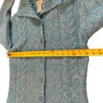 LL Bean Vintage Wool Blend Confetti Cable Knit Cardigan Sweater Womens Medium Blue Photo 10