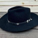 Vintage Black Wool Harley Davidson Cowboy Hat w/ Leather Strap Silver Buckle USA Photo 0