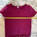 BP NWOT . Cropped Burgundy Short Sleeve Ribbed Lettuce EdgeTee Size Small Photo 4