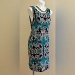 JM Collection s Blue Black White Paisley Design Sleeveless Dress SZ L Midi Photo 1