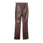 ZARA  Faux Leather Front Slit Pants Brown‎ X-Small Photo 3