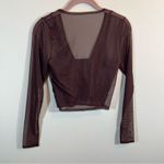 Abercrombie & Fitch ✨  Long-Sleeve V-Neck Mesh Top Brown Small Photo 8