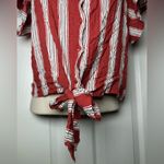 Gypsies & Moondust  Striped Cap Sleeve Tie Up Women’s Top Cute Western Shirt Sz L Photo 3