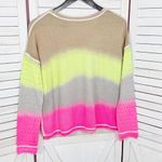 Lisa Todd Ombre Gradient Perforated Sleeve Crop Sweater Medium Neon Pink Photo 8
