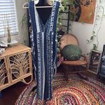 Free People  All Shook Up Blue Floral Combo Deep V One Piece Jumpsuit Photo 3