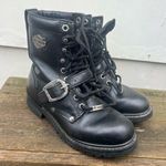 Harley Davidson Black Moto Biker Lace Up Buckle Boots 81003 Size 6 1/2 Photo 0