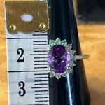 Moroccan Amethyst Tsavorite Garnet Sterling Silver Halo Ring Size 10 Purple Photo 5