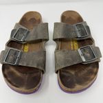 Birkenstock  Arizona Leather Sandals Womens 38 Gray Purple Outdoor Gorpcore Birks Photo 1