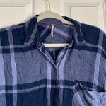 Free People  Rainy Day Oversized Plaid Tunic Dark Blue Size Small Casual Fall Photo 4