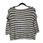 Free People  Sweater Size XS Women's Pullover Striped Spells Trouble Ivory Black Photo 2