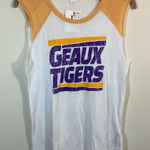 Alternative  White Gold LSU Geaux Tigers Louisiana Tank Top Medium NWT Photo 0