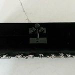 EDIE PARKER Nailed Acrylic Black Suede Clutch Bag Photo 4