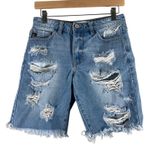 KanCan Bermuda Jean Shorts Womens XS Light Was Denim Distressed Boyfriend Grunge Blue Photo 0