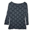 Marina Luna Womens Burnout Velvet Top L Black Gray Floral Italy Made Whimsigoth Size L Photo 1