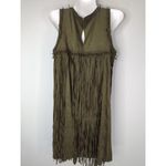 Chelsea and Violet  Olive Green Fringe Mini Dress Suede‎ Size M NWT Coastal Cowgirl Photo 4