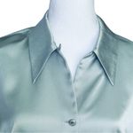Liz Claiborne Blue Gray Button Down Shirt Relaxed Notched Collar Photo 4