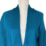Handmade Womens Handcrafted Chunky Knit Crop Sweater Size M Open Front Turquoise Size M Photo 1