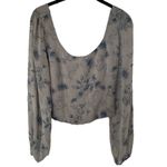 Anthropologie  House of Harlow 1960 Gray and Blue Floral Smocked Blouse Size XS Photo 1