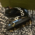 Gucci  Logo Sandal Black and White size 36.5 Photo 3