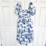 Abercrombie & Fitch Emerson Poplin Puff Sleeve Midi Dress in Blue Floral Photo 1