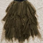 Free People Olive Green Ruffled Tulle Skirt Photo 0